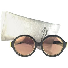 Nouveau Vintage Christian Dior 2446 90 Patent Black Round Optyl Sunglasses
