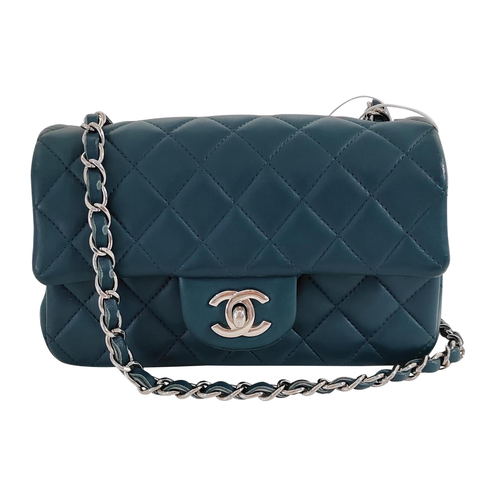 Chanel Classic Flap Rectangular Mini Teal Green Lambskin 2020