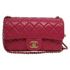 Chanel Classic Flap Rectangular Coco Crush Mini Rose Pink Lambskin Gold Hardware