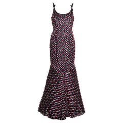 Giorgio Armani Black Ribbon Embellished Evening Dress, FW 2006