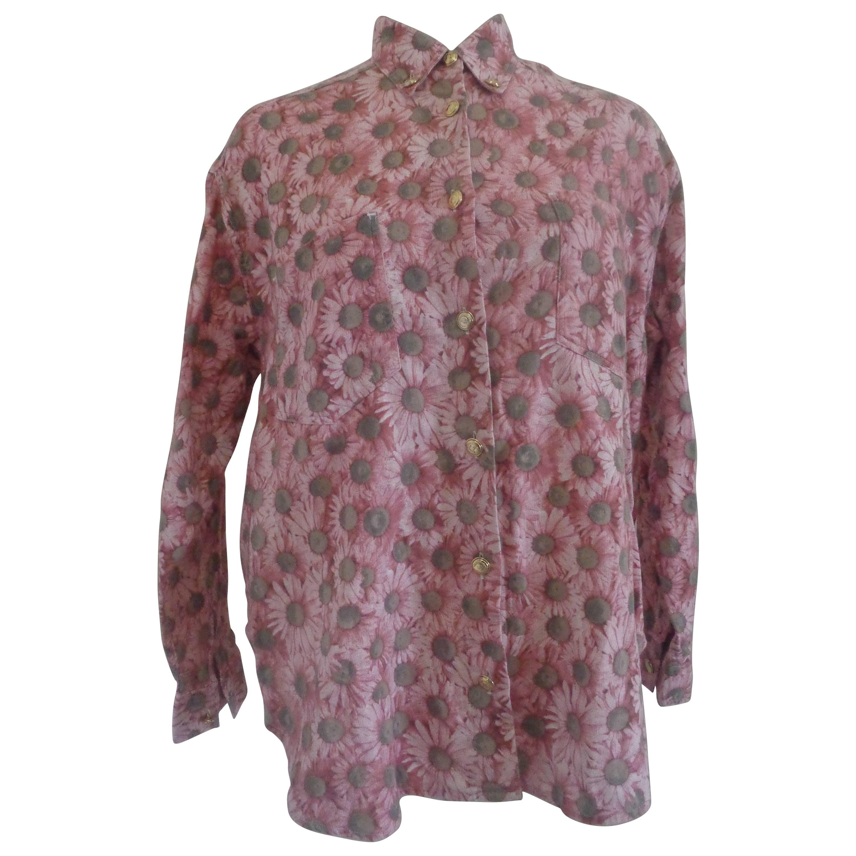 Moschino Pink Flower Cotton Shirt For Sale
