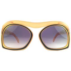 New Vintage Christian Dior 2043 40 Oversized Amber Black Optyl Sunglasses