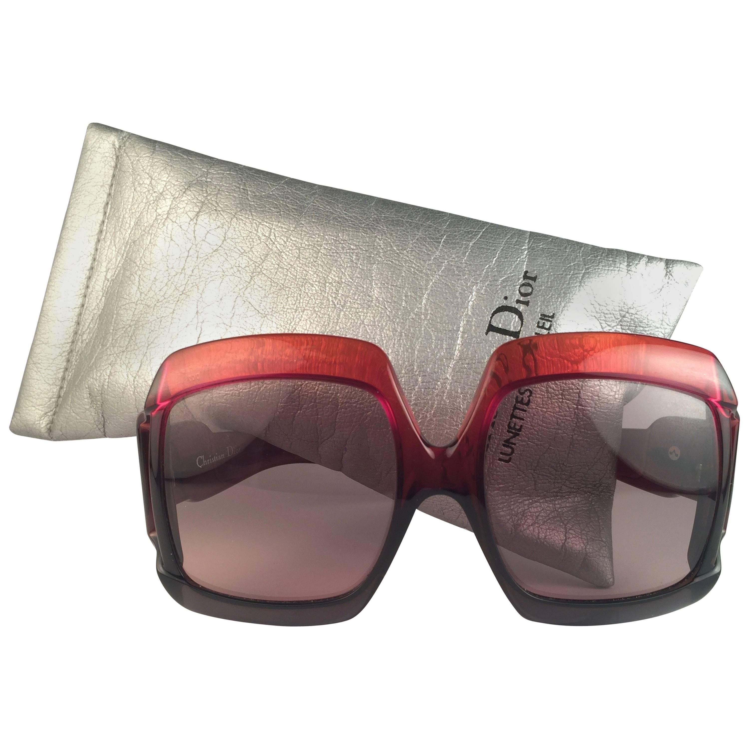 New Vintage Christian Dior D07 Red & Black 1970's Optyl Sunglasses