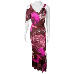 Christian Lacroix Vintage Ein-Ärmel-Maxi-Abendkleid aus Seide