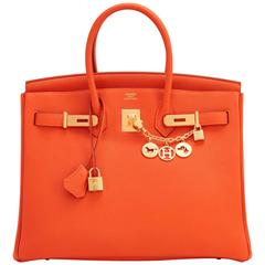 Hermes Classic Orange 35cm Birkin Bag Gold Hardware 