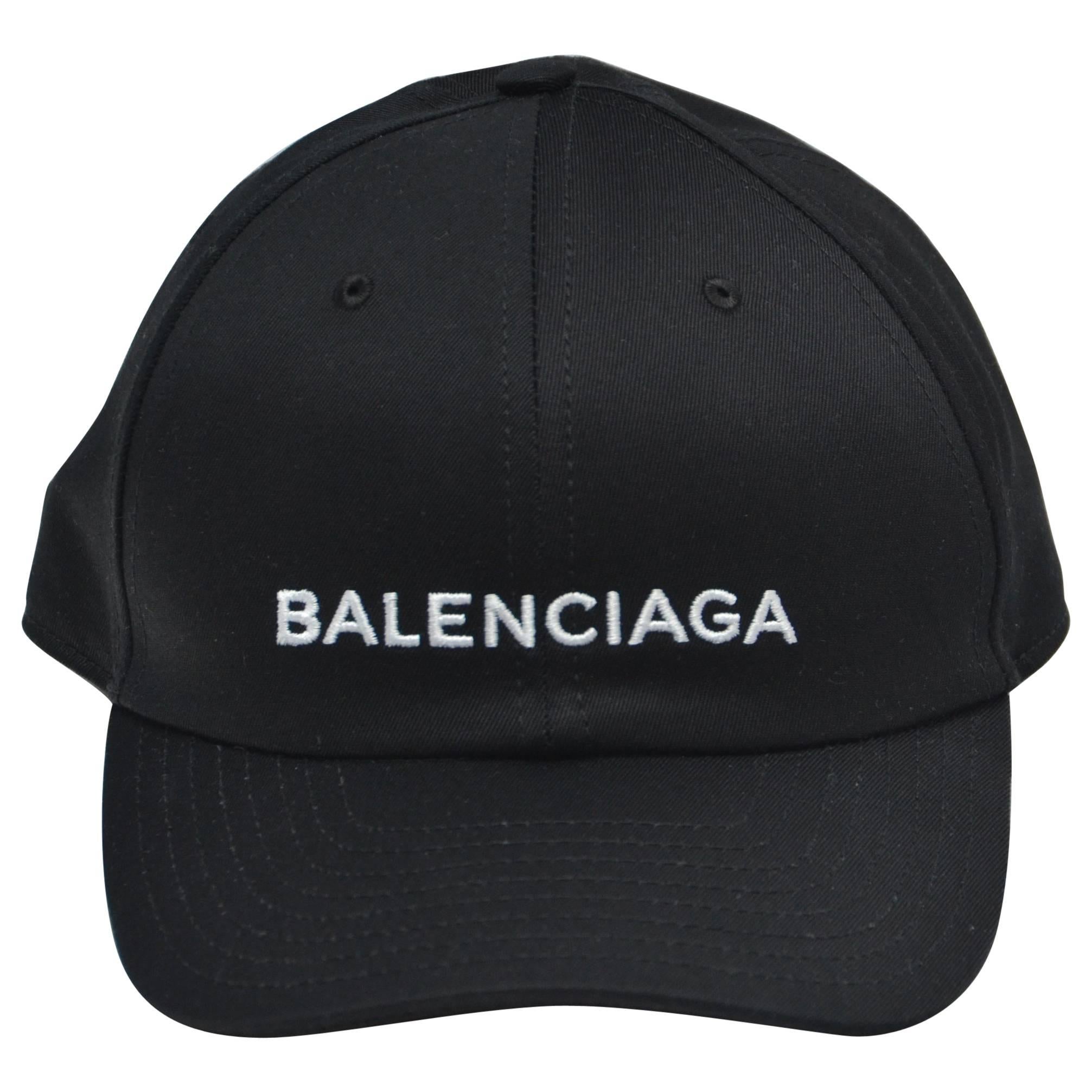 Balenciaga Black Logo Embroidered Hat   NEW