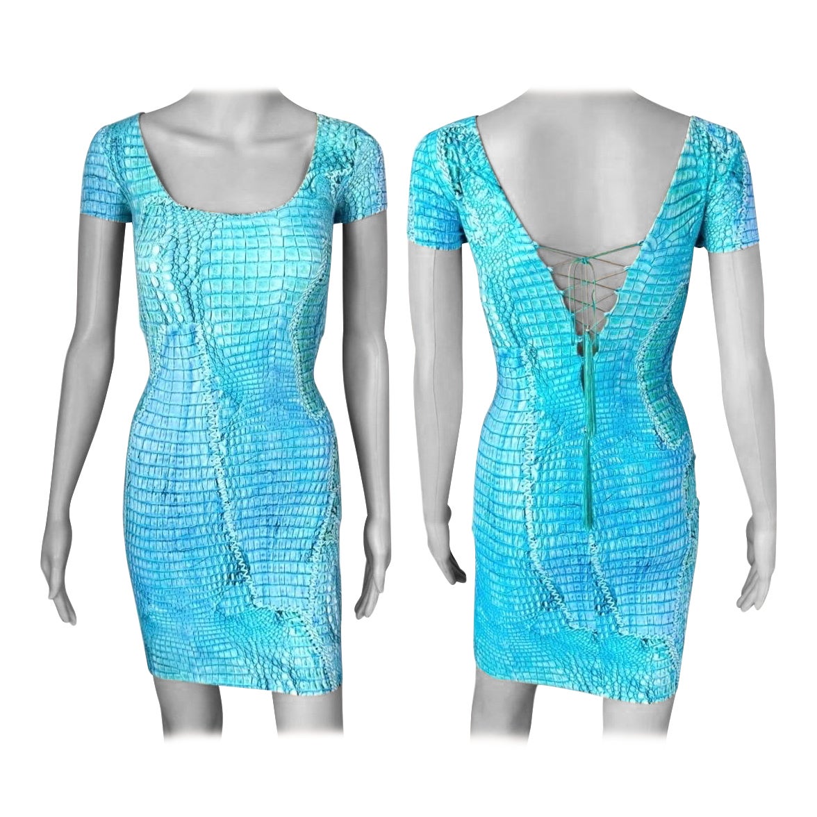 Roberto Cavalli P/E 2011: mini abito blu con stampa animalier e pizzo