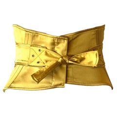 Cintura a corsetto in seta oro giallo F&F Vintage Runway F/W 2003 di GUCCI by TOM FORD
