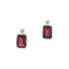 Eulalie Granat-Ohrringe, 10K Weißgold mit Lünette-Set – Eleganter feiner Schmuck