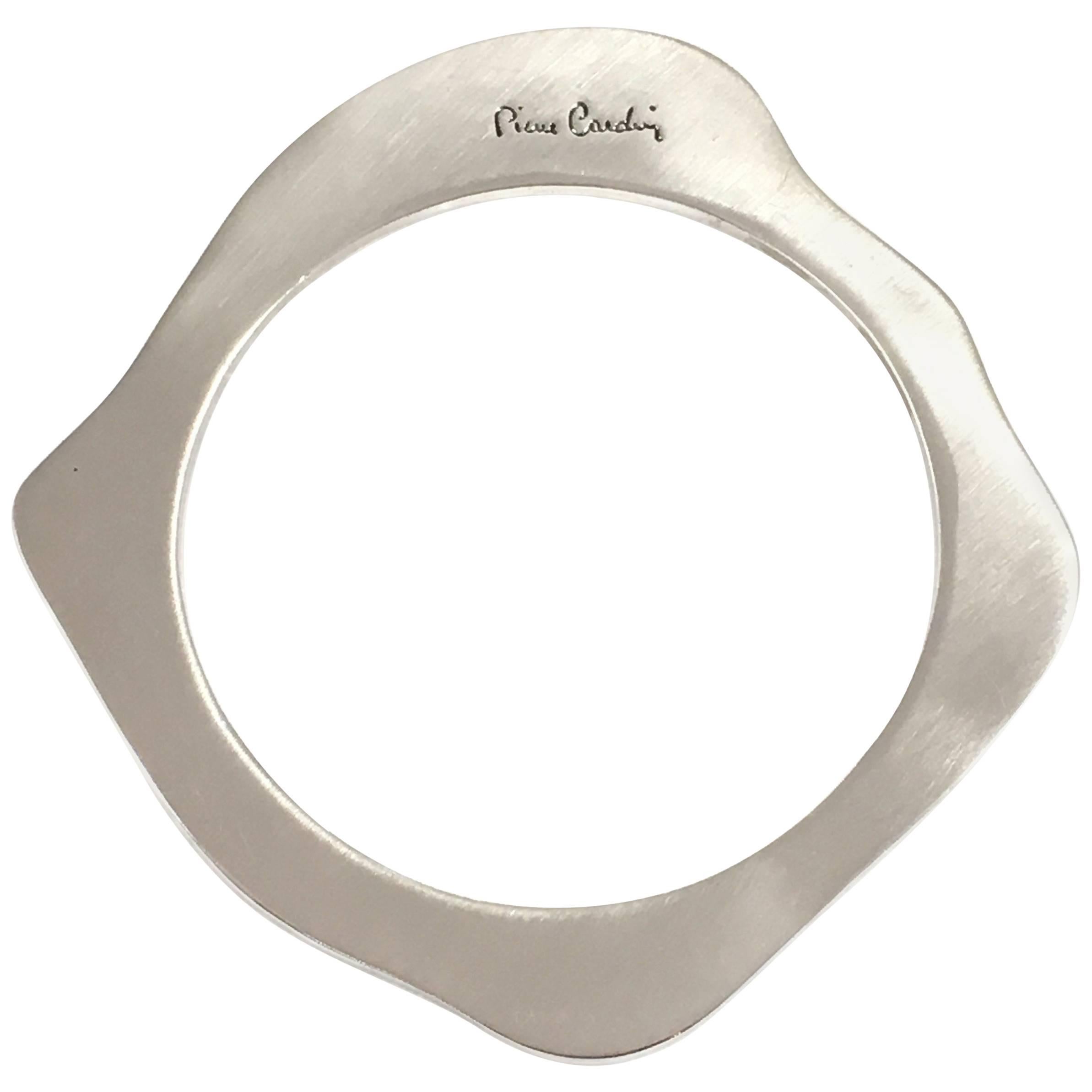 Pierre Cardin 1960s MOD Silvertone Bangle Bracelet For Sale