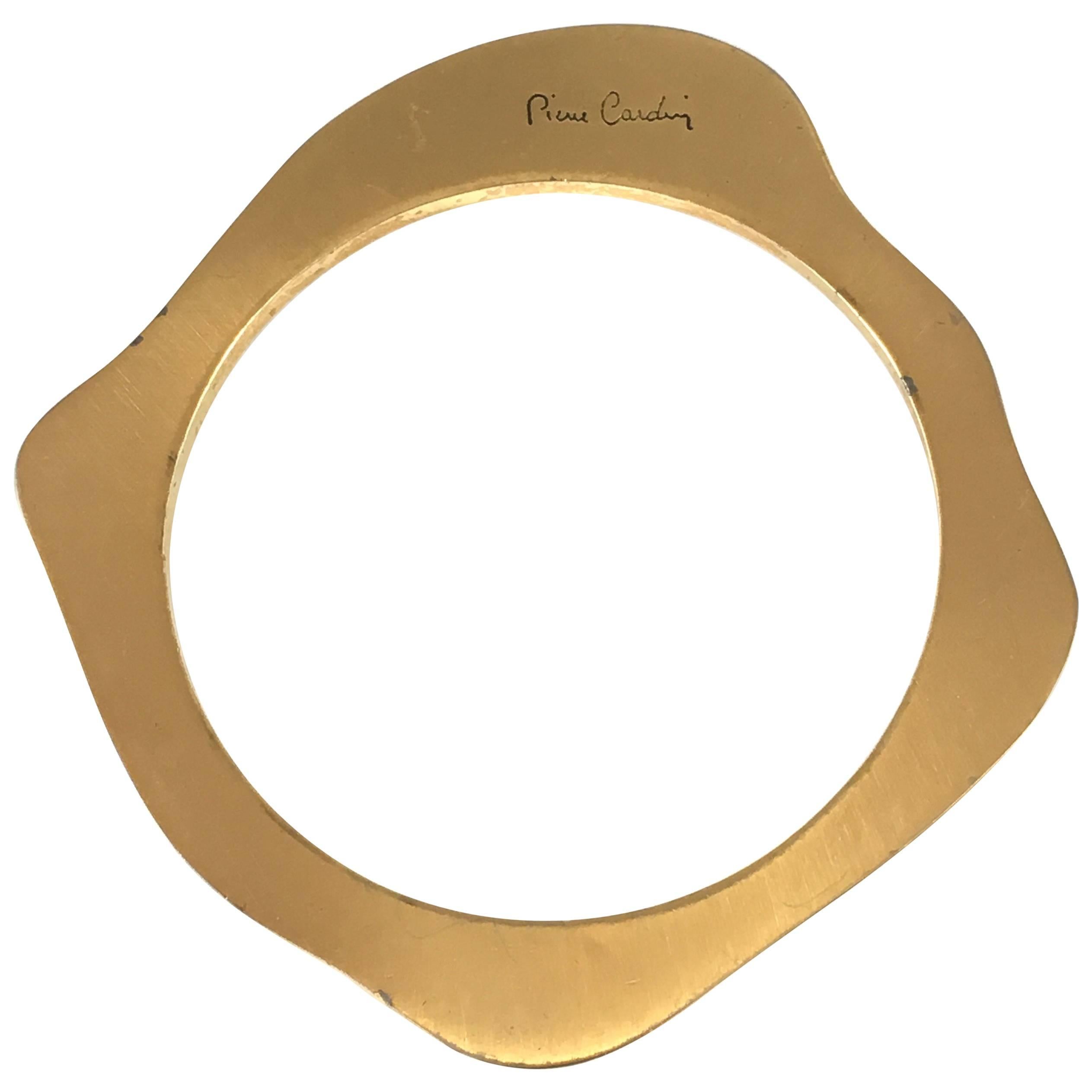 Pierre Cardin 1960s MOD Goldtone Bangle Bracelet For Sale