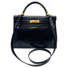 Hermes Kelly Bag 32 Box cuir de veau  Sac à main à l'épaule