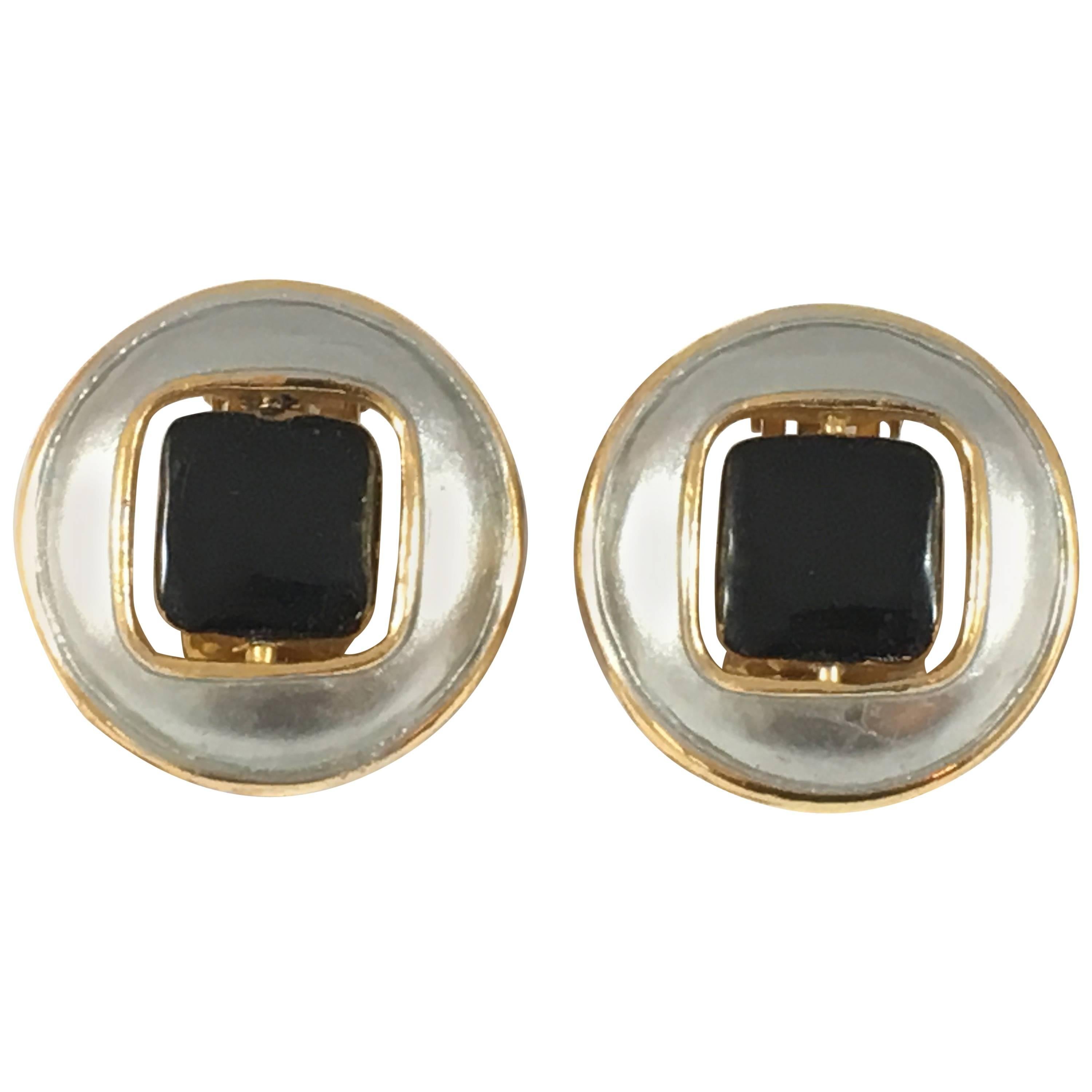 Pierre Cardin 1960s MOD Reversible Clip-On Earrings For Sale