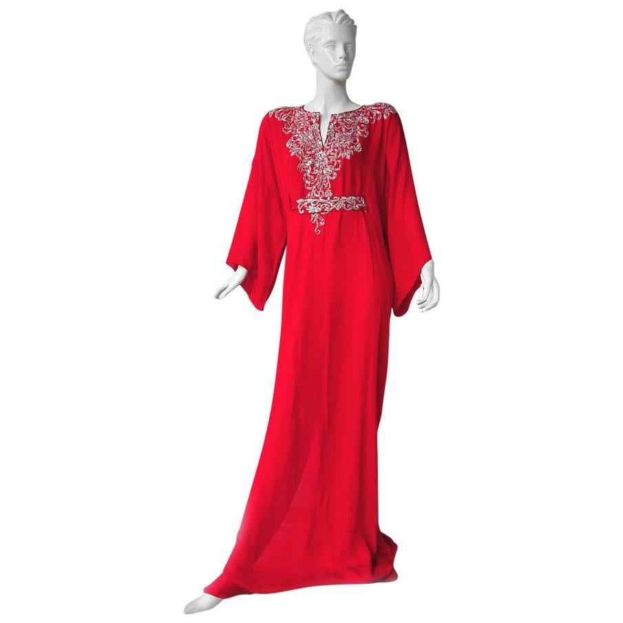 Oscar de la Renta Embroidered Silk Caftan with Matching dress  New!  