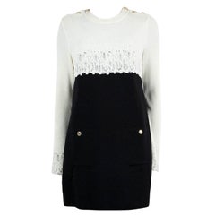 CHANEL black & white viscose 2020 20K COLORBLOCK KNIT Dress 34 XS