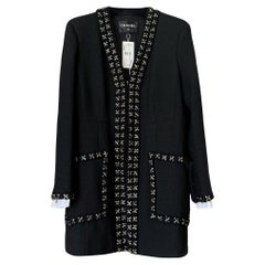 Chanel 12K$ New Paris / Cosmopolite Chain Trimmed Black Tweed Jacket 44 FR