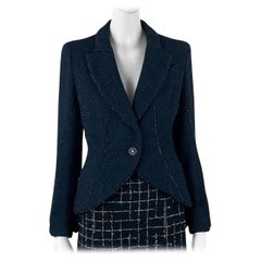 Chanel CC Buttons Navy & Green Lesage Tweed Jacket 38 FR
