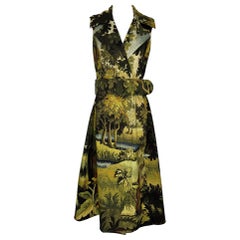 Oscar de la Renta Pre Fall 2020 Landscape Tapestry Belted Wrap Dress Unworn wt