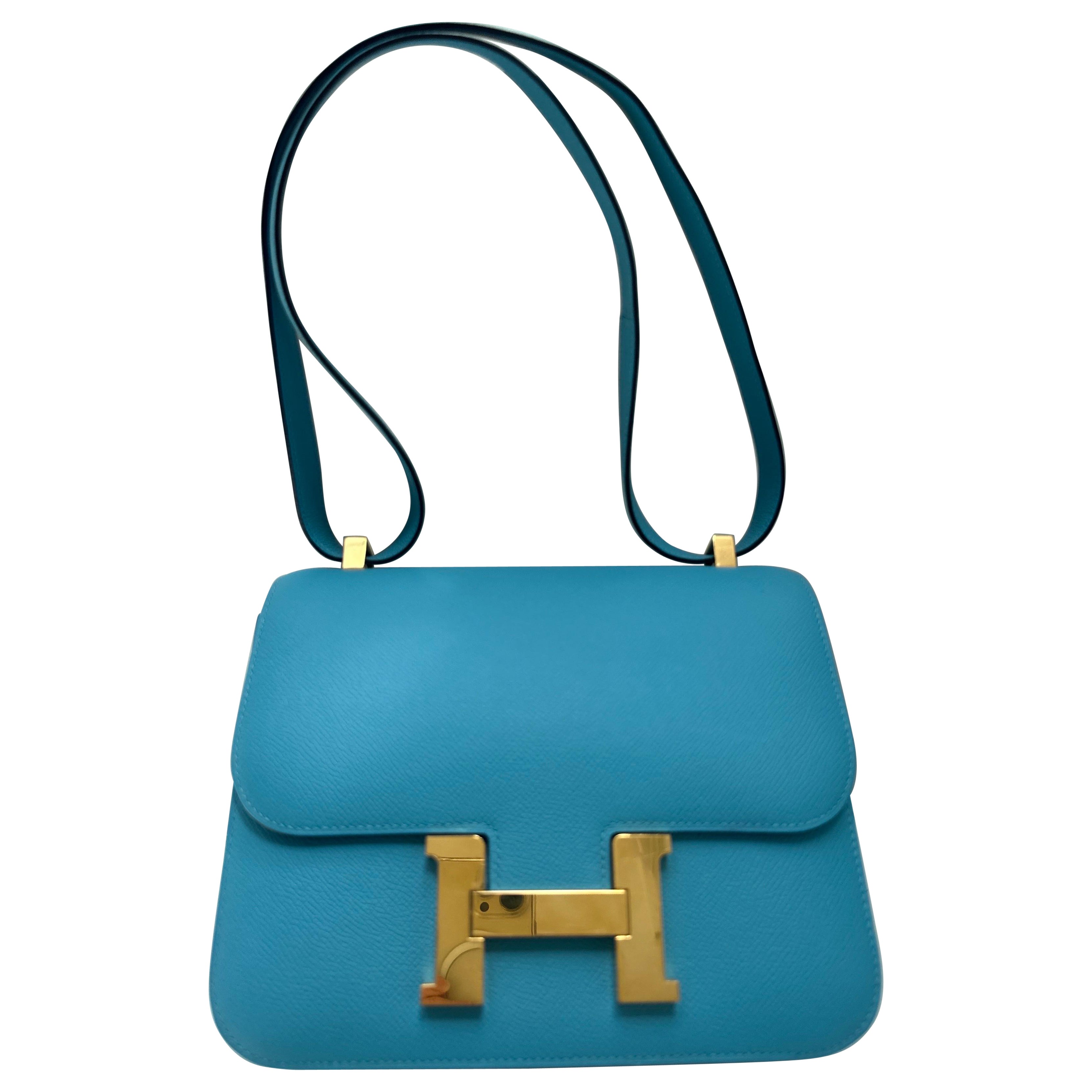 Hermes Constance 24 Bleu Celeste Epsom Gold Hardware