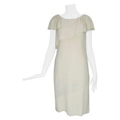 Chanel 2008P White Boucle Raw Edge Ruffle & Hem Day Dress 34