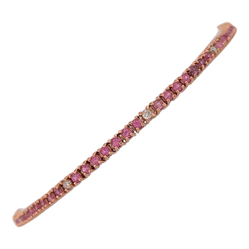 Jessamine Pink Sapphire Tennis Bracelet, 14K Rose Gold, Elegant 7" Fine Jewelry