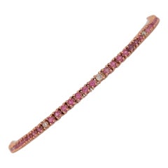 Jessamine Pink Sapphire Tennis Bracelet, 14K Rose Gold, Elegant 7" Fine Jewelry