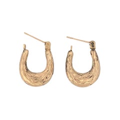 Amabel gehämmerte Creolen, 14K Gelbgold längliche Creolen, feines Schmuckgeschenk