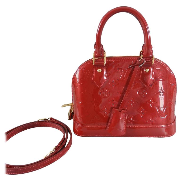 Louis Vuitton Alma BB in Cherry Red Vernis - mini size at 1stDibs  louis  vuitton alma bb cherry, lv alma bb size, alma bb measurements