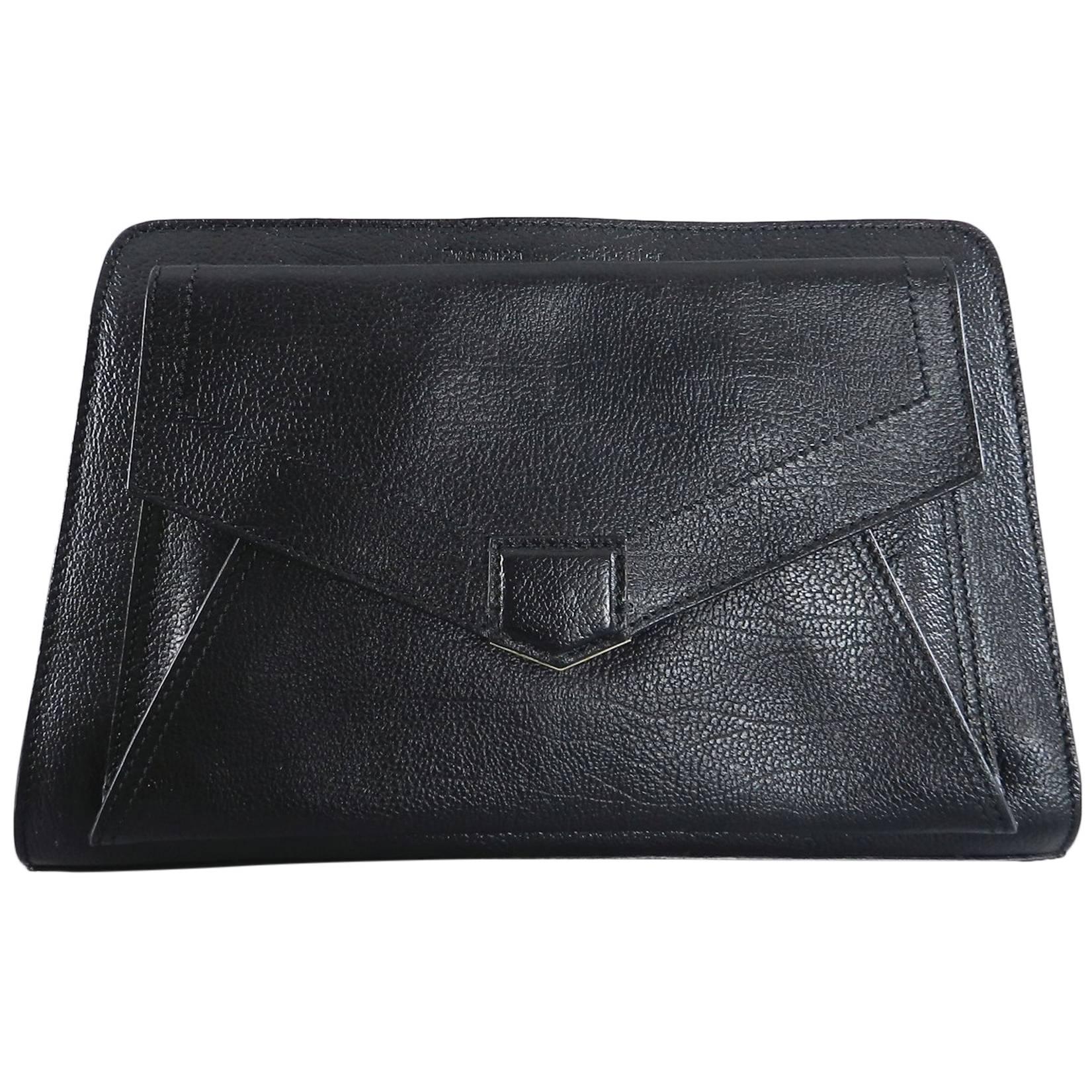 Proenza Schouler Black Clutch Bag with Silver Zipper