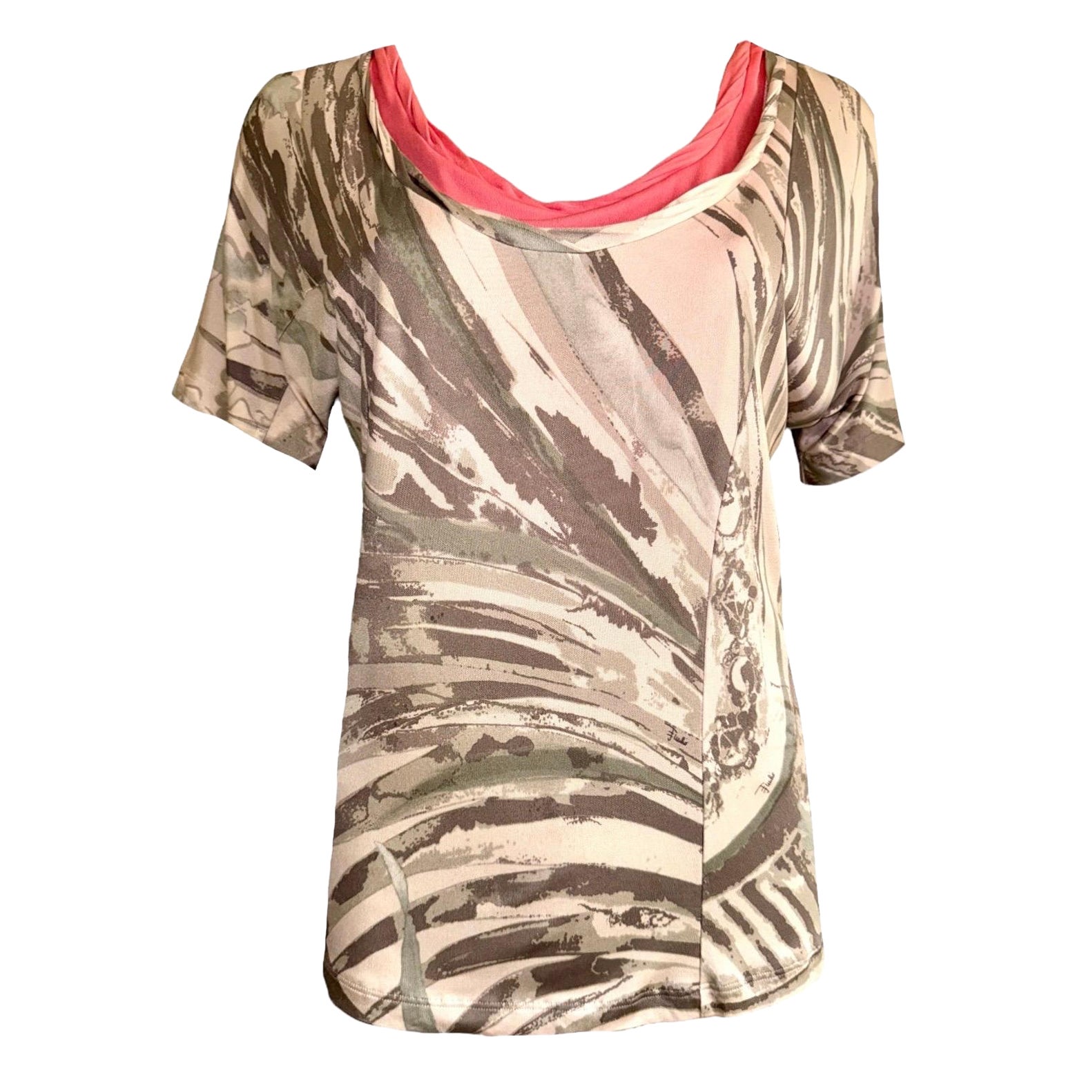 Emilio Pucci - Camicia in jersey di seta con stampa stile camouflage 42
