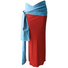 Jean Paul Gaultier Red Silk Jersey Tube Skirt with Ties