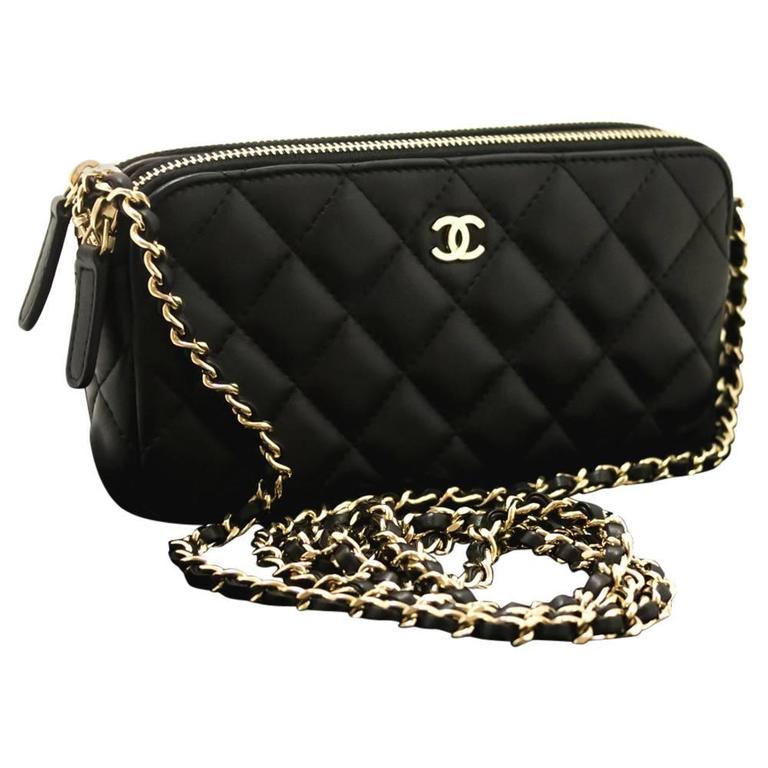 CHANEL 2016 Never Used WOC Chain Shoulder Bag Crossbody Black at 1stdibs