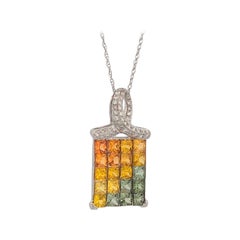 Capri 14K White Gold Pendant with Orange, Yellow & Green Sapphires