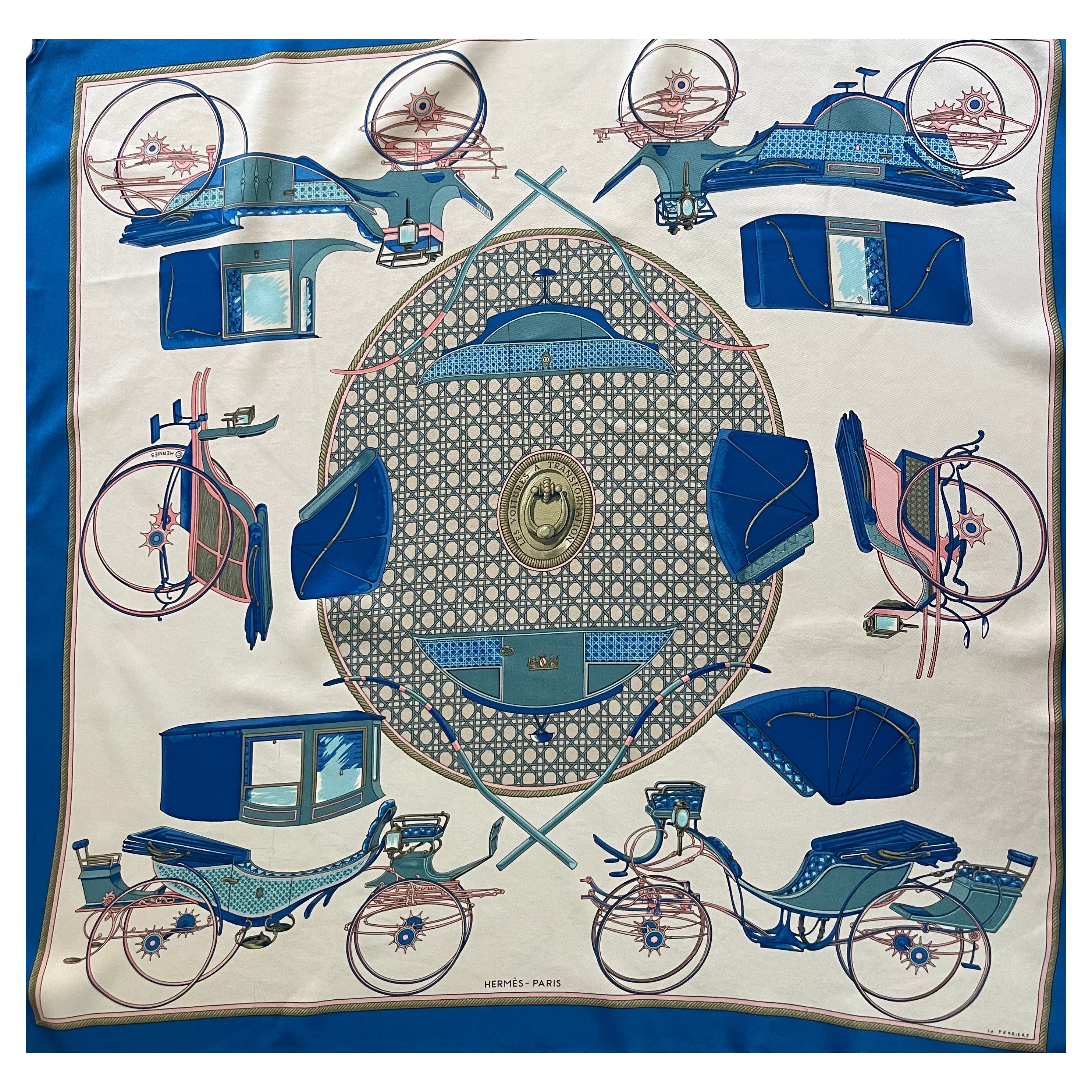 Pañuelo Hermès "Les Voitures À Transformation" 1965