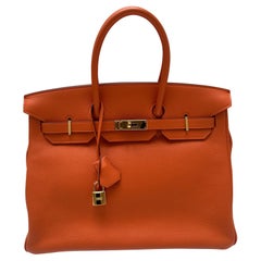 Hermes Orange Birkin 35 Bag