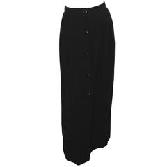 Yves Saint Laurent Rive Gauche Black Button Front Skirt with Pockets Size 40 80s 10