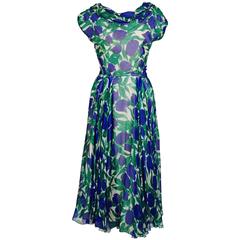 1950's BONWIT TELLER vibrant floral silk dress For Sale at 1stDibs ...