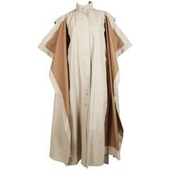 1980
s ISSEY MIYAKE tan oversized full length draped coat