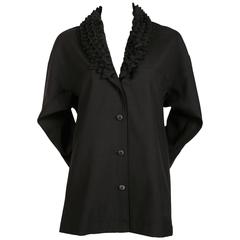 ISSEY MIYAKE black wool & cashmere jacket with origami collar