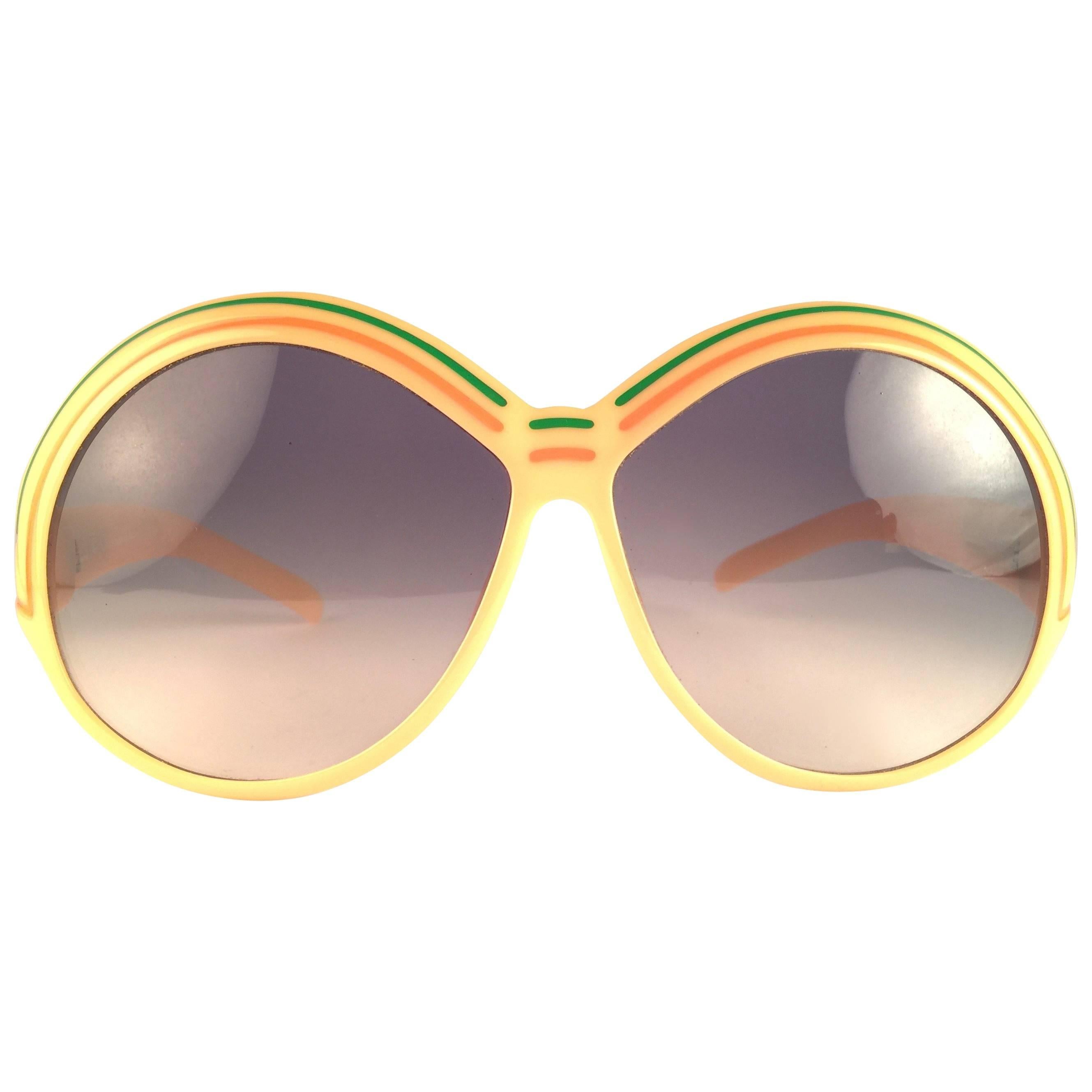New Vintage Christian Dior 2040 70 Sunglasses Oversized Yellow Optyl Sunglasses