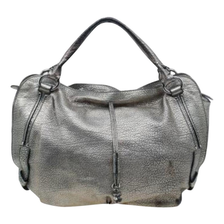 Hobo grande agridulce de piel plateada metalizada Celine