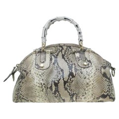Gucci Beige Python Pop Bamboo Top Handle Bag