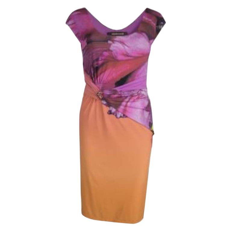 Robe drapée imprimée multicolore Roberto Cavalli S