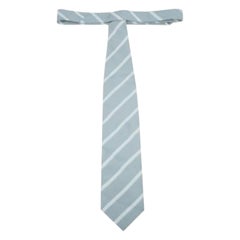 Giorgio Armani Grey Striped Silk Tie