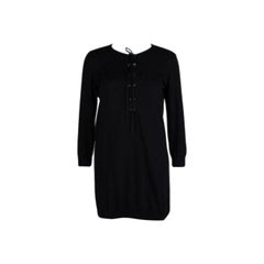 Joseph Black Knit Criss Cross Tie-Up Tie-Up Long Sleeve Top S