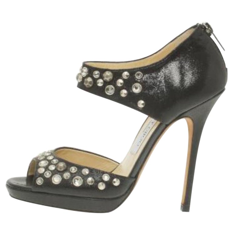 Jimmy Choo Sandales en cuir clouté Bonnie Back Zip Platform Taille 36.5 en vente