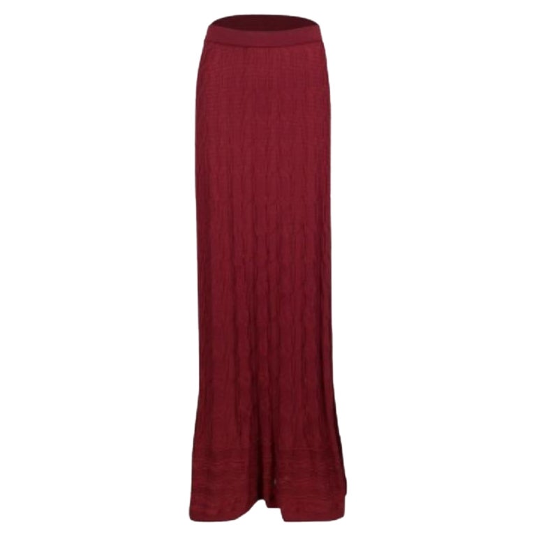 M Missoni Maroon Patterned Knit Maxi Skirt M