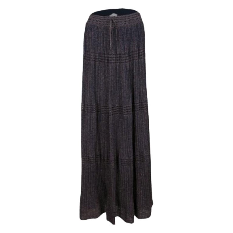 M Missoni Purple Lurex Perforated Knit Pleated Skirt M. en vente