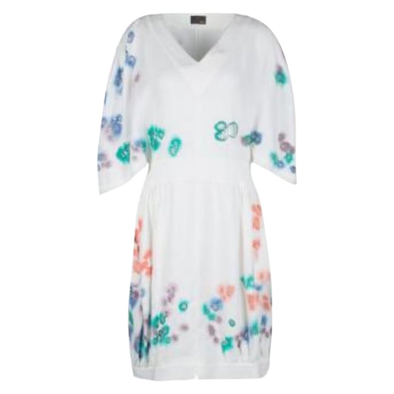 Fendi White Linen Cutout Detail V-Neck Dress S