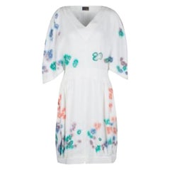 Fendi White Linen Cutout Detail V-Neck Dress S